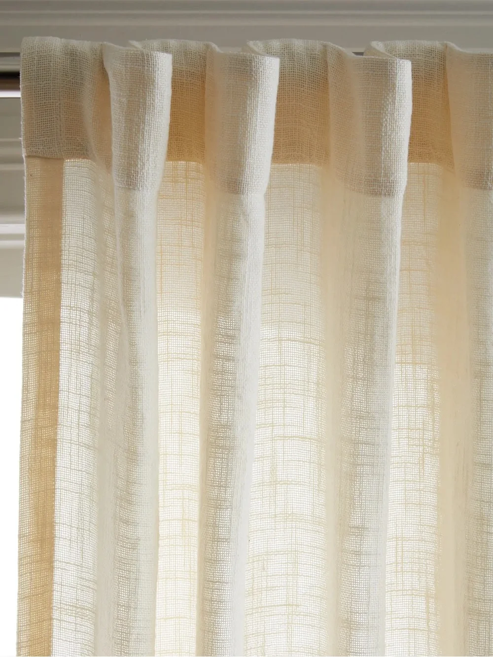 QUINCE Set Of 2 48x96 Cotton Sheer Curtains Ivory 8948